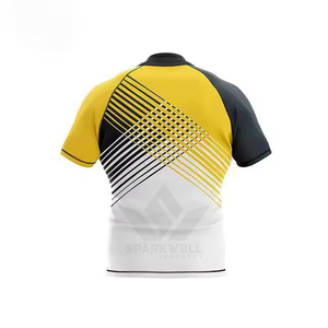 Camiseta de Rugby Sublimada para Hombre, Manga Corta, Corte Atlético, Absorbe la Humedad, Estampado Geométrico, Ropa Deportiva para Todas las Temporadas - Product Image 3