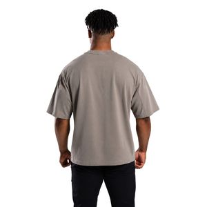 เสื้อยืดโอเวอร์ไซส์สีเทาหินสำหรับผู้ชาย ผ้าฝ้ายฟอก คอกลม ทรงหลวม สไตล์ลำลอง เสื้อผ้าสตรีทแวร์ - Product Image 6