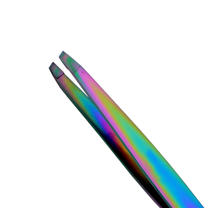 Professional Stainless Steel Slanted Tip Eyebrow <b>Rainbow</b> Color Tweezers with Reusable & Durable Design and Custom Logo Low MOQ - Product Image 3