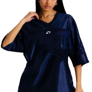 Camiseta Deportiva Ligera de Poliéster Azul Marino, Cuello en V, Estilo Jersey de Fútbol Americano, Transpirable, para Mujer, Personalizable - Product Image 3