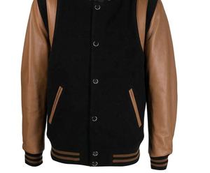 Chaqueta de invierno impermeable y elegante para hombre, mangas de cuero genuino, fabricante, parche de chenilla bordado personalizado, botón de borrego - Product Image 4