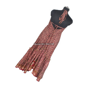 Nuevo Vestido de Seda Sari Vintage Indio de Moda en el Mercado Italiano, Vestido de Noche Elegante sin Mangas para Mujer - Product Image 2