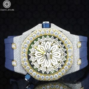 Charm Jewells – montre analogique de luxe en acier inoxydable, boîtier de 40mm, bracelet incrusté de diamants, mouvement mécanique à la mode pour hommes, Date automatique - Product Image 1