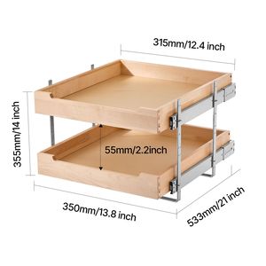 Organizzatore per Armadio a 2 Livelli con Cassetti Scorrevoli in Legno Resistente 20" L x 21" P, Ripiano Scorrevole con Chiusura Ammortizzata Regolabile - Product Image 4