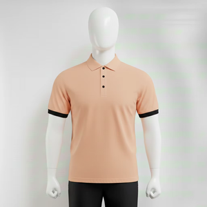 2026 Wholesale price <b>Men</b> Premium <b>Khaki</b> <b>Polo</b> <b>Shirt</b> with Black Ribbed Cuffs and Stylish Three Button Placket - Product Image 5