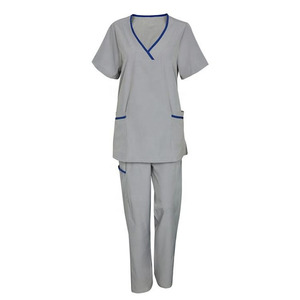 Custom Women Medical Scrub Set V Neck <b>Nurse</b> Uniform Woven Hospital Workwear with Pockets OEM Polyester Nursing Suit - Product Image 4