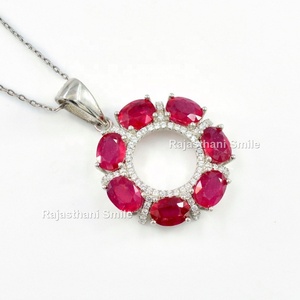Colgante de circonia cúbica de rubí Natural de Plata de Ley 925 con chapado en rodio, piedra preciosa de corte ovalado, tamaño de piedra elegante, cadena de Idea de regalo de 7x5mm - Product Image 4