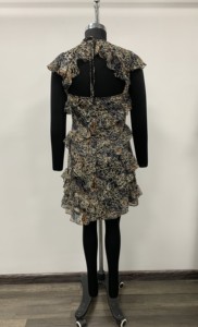 Ruffled Leopard Print Chiffon Mini <b>Dress</b> Sleeveless Loose Fit Casual <b>Spring</b> Style Breathable Woven Fabric - Product Image 2