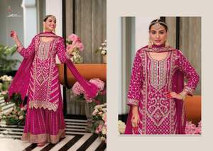 Ensemble Salwar Kameez en Soie Lourde Élégant avec Broderies Riches, Prêt-à-porter, Tenue de Soirée Ethnique pour Femme, Collection Mariage - Product Image 6