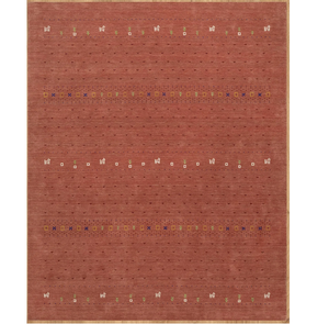 Alfombra de Lana Gabbeh Roja Marrón, Alfombra Tribal Minimalista Hecha a Mano para Sala de Estar, Dormitorio, Decoración del Hogar - Product Image 1