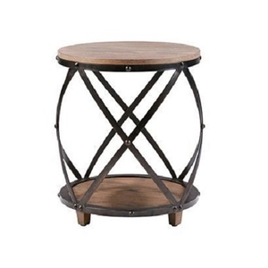 Mesa de diseño antiguo de hierro y madera de la mejor calidad, de forma redonda, para sala de estar, del fabricante en India. - Product Image 5