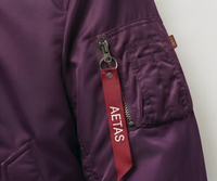 Blouson bomber violet pour homme, couleur unie, col montant, fermeture éclair, coupe décontractée, matière polyester, idéal pour l'automne