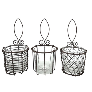 Rusty Wire Votive <b>Tea</b> <b>Light</b> <b>Holder</b> Wire and Glass <b>Hanging</b> Votive Candle <b>Holder</b> - Product Image 1