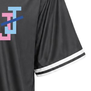 Maillot de baseball gris anthracite pour femme, à col en V et manches courtes, avec bordure blanche et broderie pour le sport d'équipe - Product Image 4
