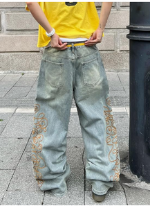 Premium Quality Baggy Jeans with Relaxed Loose Fit – Vintage Wash Wide Leg Denim Pants for Modern Street Style - Product Image 5