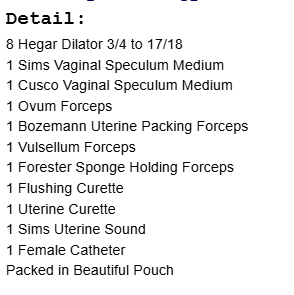 ชุดเครื่องมือผ่าตัดสำหรับการขยายช่องคลอดและขูดโพรงมดลูก (DNC Kit) ทำจากสแตนเลส ชุดอุปกรณ์ขยายช่องคลอดและขูดโพรงมดลูก ผลิตจากโรงงาน - Product Image 4