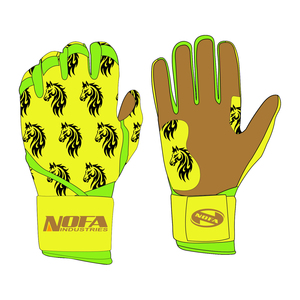 NOFA Industries Red Batting Gloves with Flame Pattern and Wrist Support <b>Hook</b> Loop Closure - Product Image 6
