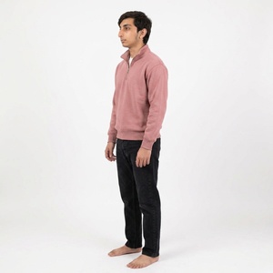 Sweat-shirt personnalisé pour homme avec fermeture éclair quart de tour, en molleton de coton premium, coupe épaules tombantes, col montant, style décontracté moderne - Product Image 3
