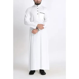 Royal Contrast-Stitch <b>Thobe</b> – High-End <b>Men's</b> Islamic Robe with Metallic Embroidery Accents - Product Image 4