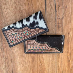 Portefeuille en cuir occidental sculpté à la main, pochette, étui de téléphone élégant, demi-cuir de vachette, portefeuille de couleur marron, nouvel arrivage - Product Image 2