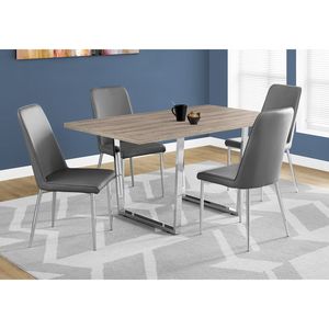 Tavolo da Pranzo Rettangolare Contemporaneo da 60 Pollici in Laminato Marrone con Dettagli in Metallo Cromato per Cucina e Sala da Pranzo - Product Image 6