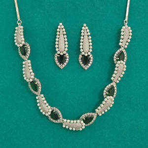 Exportador de Joyería Artificial de Moda en India, Collar de Diamantes Americanos con Baño de Rodio 440494 - Product Image 1