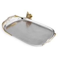 Plateau de service carré de luxe doré avec cadre imprimé léopard, poignée en laiton martelé, plat décoratif pour la maison et l'hôtel, vente en gros