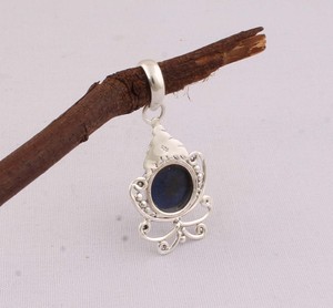 Colgante de Lapislázuli Natural, Plata de Ley 925, Joyería al por Mayor, Collar de Piedra Preciosa Azul Intenso para Mujer, Estilo Vintage Hecho a Mano - Product Image 5