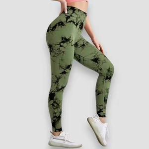 Leggings de yoga tie-dye à taille haute, entièrement extensibles, en spandex/nylon, style nouveau, durables, respirants, séchage rapide, qualité supérieure, éco-responsables - Product Image 3