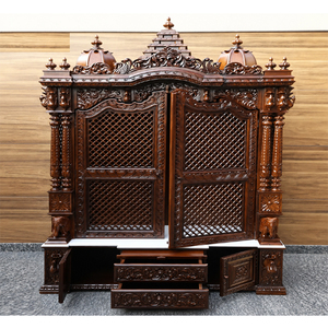 Traditional Large Size Teak Wood <b>Mandir</b> Hindu Teak Wood High Carved <b>Mandir</b> for Home Premium Quality TeakWood Temple for Sale - Product Image 1