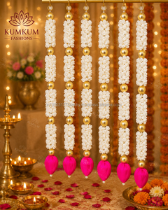 Guirnaldas de Flores Artificiales de Jazmín, Mogra y Loto Multicolores Hechas a Mano en India, Decoración para Bodas, Haldi, Mehndi, Diwali - Product Image 2