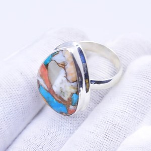 Oyster Turquoise <b>Ring</b> Teardrop Gemstone 925 Sterling Silver Handmade Boho Jewelry Natural Stone <b>Ring</b> For Women - Product Image 2