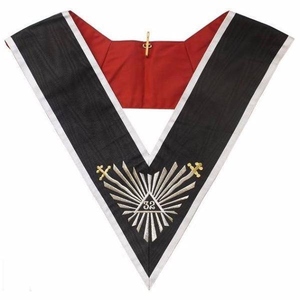 Collier du Rite Écossais 32e Degré, Ruban Moiré Noir, Bordures Blanches, Régalia Maçonnique, Accessoires du Rite Écossais, Collier de Franc-Maçon - Product Image 5