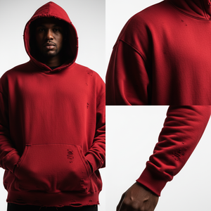 เสื้อฮู้ดดี้โอเวอร์ไซส์ผ้าฝ้ายแท้ 100% ทรงหนา ซักย้อมแบบแอซิดวอช สไตล์วินเทจ ขาดๆ แบบซันเฟด สำหรับผู้ชาย (OEM) - Product Image 5