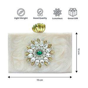 Resin Luxury Clutch Women's Bridal Designer Purse Customized Color Marble Embellished Stones Elegant Sling Bag Wedding Fast - Product Image 4