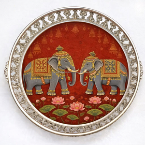 Bandeja de plata alemana con diseño de elefante para regalo, bandejas decorativas para festivales, juego de bandejas para pooja. - Product Image 1