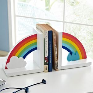 Porte-livres en bois arc-en-ciel, ensemble de supports de livres colorés, décoration d'étagère de bibliothèque pour la maison, le bureau, la chambre d'enfants - Product Image 1