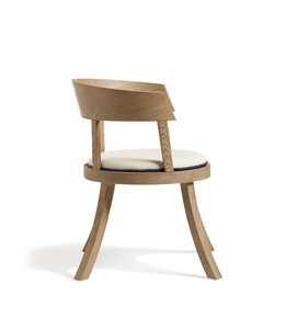 Silla de Comedor Minimalista de Madera de Roble Macizo con Tapizado de Tela Redonda - Product Image 3