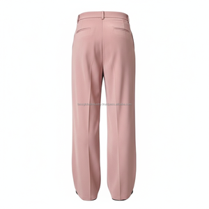 Pantalon de costume plissé pour homme en toile, taille haute, élastique, coupe large, poids moyen, été, personnalisable, OEM de haute qualité - Product Image 2