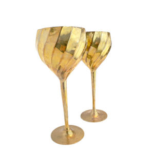 แก้วไวน์ทองเหลืองสลักลายขอบทอง ทำด้วยมือ เป็นมิตรกับสิ่งแวดล้อม แก้วไวน์ก้านโลหะ สำหรับไวน์แดง - Product Image 1