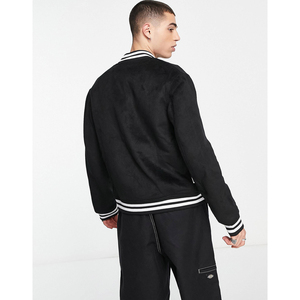 Chaqueta Varsity Negra para Hombre con Bordado de Letra P Blanca, Corte Regular, Cuello Camisero, Estilo Casual, Ropa de Otoño - Product Image 4