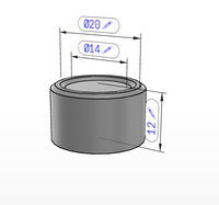 Niveau à bulle cylindrique K1155, forme A, D1=20, H=12, sensibilité 30', laiton, composant : polyamide
