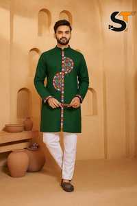 <b>Women</b> Cotton Printed Sherwani Tunic <b>Kurta</b> Ethnic Top Long Sleeve Cultural Wear Indian - Product Image 1