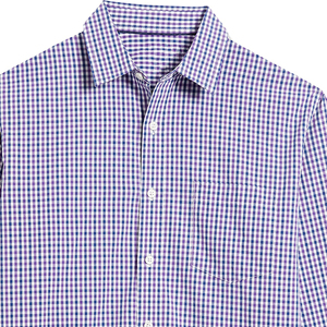 Chemise décontractée pour homme, anti-plis, à carreaux imprimés, col rabattu, simple boutonnage, manches longues, à carreaux bleu violet, boutonnée - Product Image 4