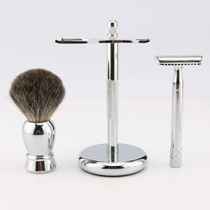 Best Top Quality Stainless Steel Men Shaving <b>Brush</b> and Razor Holder Male Premium Shaver Stand Tool Set - Product Image 1