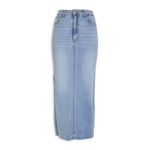 Jupe midi en jean pour femme avec fente avant, coupe crayon, délavée, couleur unie, décontractée, respirante, personnalisable - Product Image 2