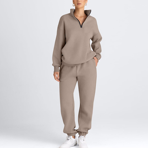 Ensemble de survêtement bordeaux personnalisé pour femme, 2 pièces, sweat-shirt et pantalon de jogging, vêtements de sport décontractés, tenue de fitness avec logo personnalisé - Product Image 5