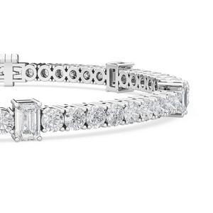 Impresionante pulsera de oro rosa con diamantes cultivados en laboratorio de 6.15 CTW, corte redondo y radiante, con líneas alternadas. - Product Image 4
