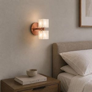 Modern Marble Wall Sconce Square Minimalist Design Brass Finish Indoor Bathroom Decor Lighting Fixture - Product Image 4