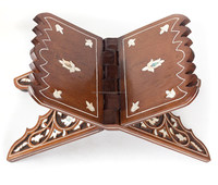 Support de prière pliable en bois sculpté à la main en forme de X pour Coran, Gita, Bible – Présentoir de table de luxe